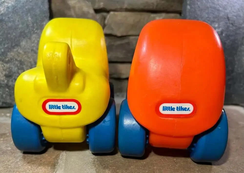 Vintage Little Tikes Chunkies Orange Car, Green Dump truck Yellow Tow truck READ